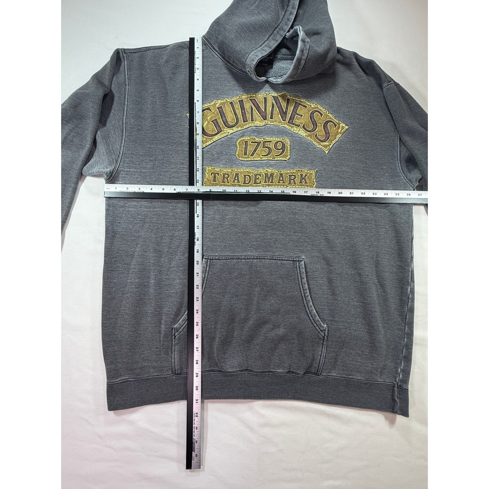 Guinness Official Merchandise Mens XL Gray Faded Pullover Hoodie 1759 Trademark - Picture 10 of 10